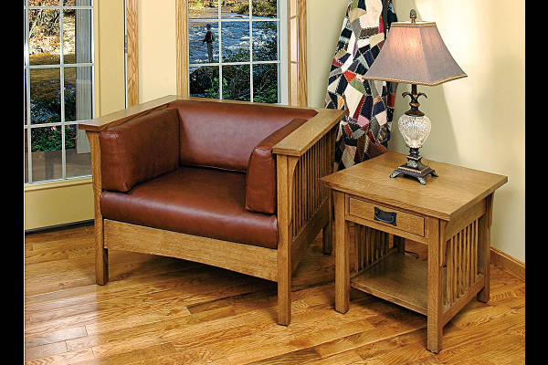 Mission Cubic Chair and Mission End Table