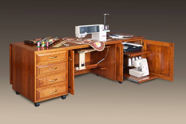 Sewing Serger Embroidery Trio Cabinet