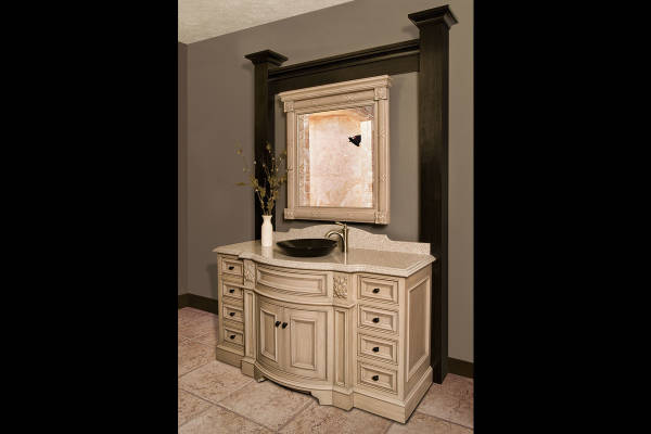 White Curved Vanity