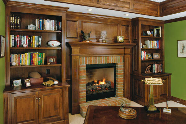Walnut Den - Wall Fireplace